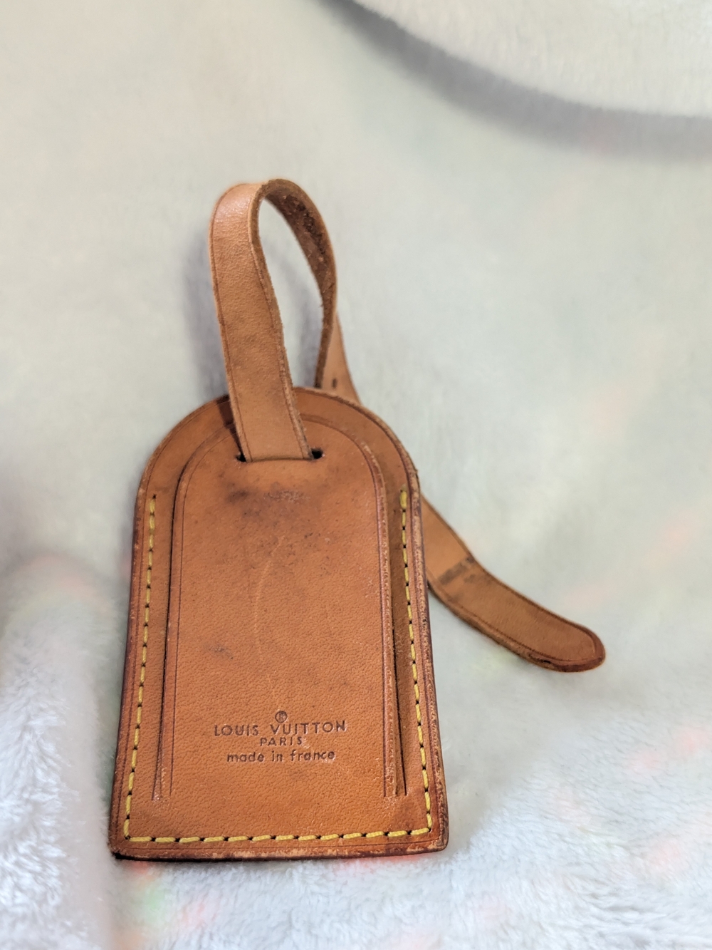 Louis Vuitton Tan Leather Luggage Tag with Strap